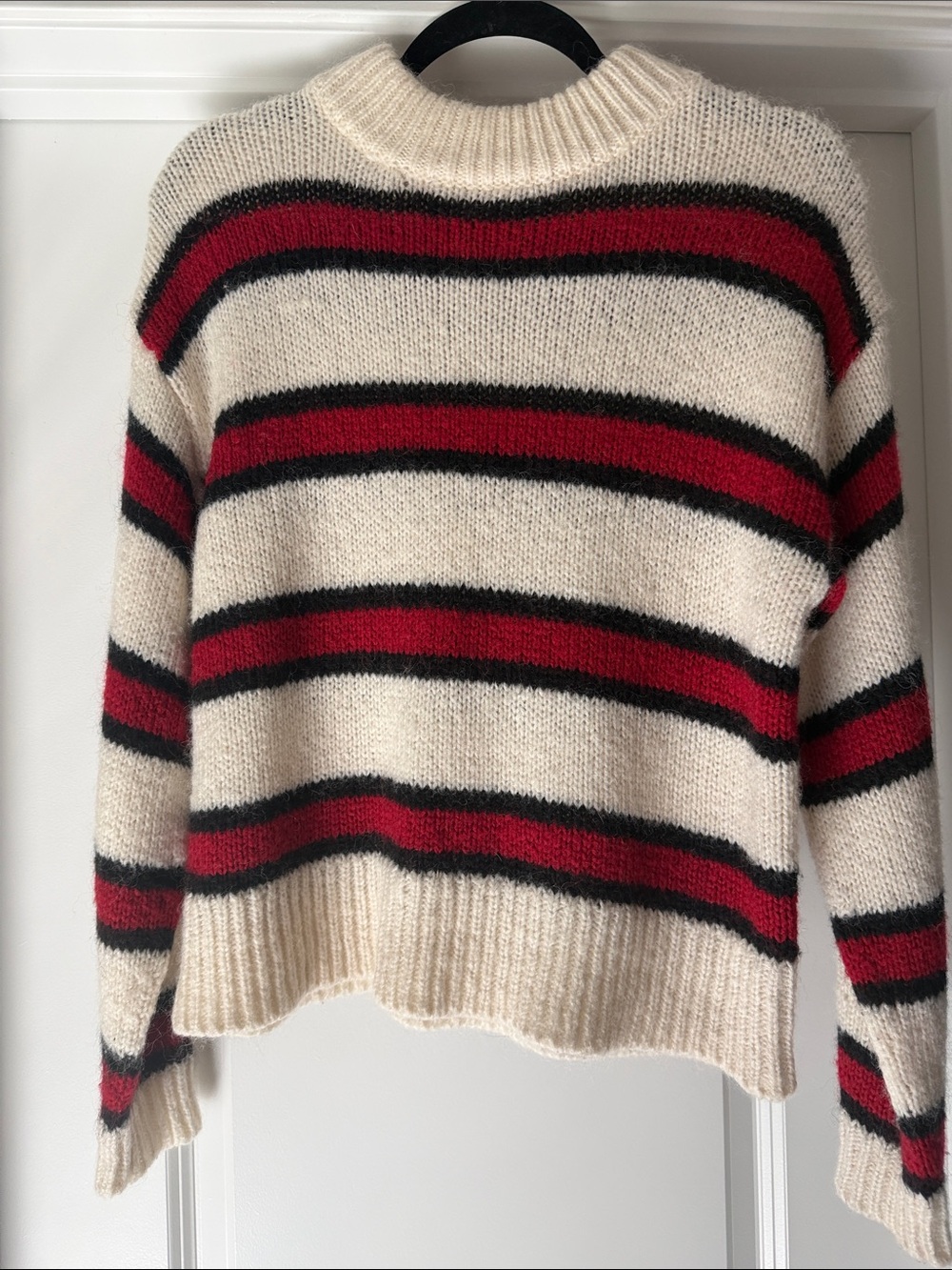 Rebecca Minkoff Cream Sweater with Red and Black Stripes